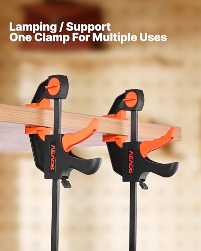 VEVOR Bar Clamps for Woodworking, 2-Pack 12 inch and 2-Pack 6 inch, One-Handed Clamp/Spreader, Quick-Grip F-Clamp with 154 lbs Load Limit, Premium Plastic and Steel, for Woodworking Metal working - size: 12"(4 Pack), style: Quick Grip