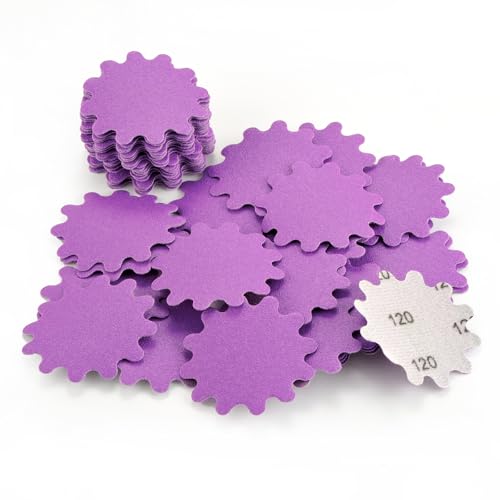MAXMAN 2"Sanding Discs, 120 Grit Flex Edge Sandpaper, for Drill/Bowl Sander | 50Pcs Wet/Dry Sand Paper, Hook and Loop Sanding Discs, Wavy Sand Paper, for Drill Sanding Attachments, Edge Sanding Tools - style: 120 Grit
