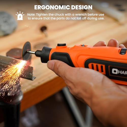 HARDELL 12V Cordless Rotary Tool Kit 6-Speed 10000-25000RPM 43 Pcs Orange