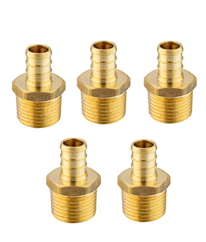 5-PACK EFIELD Pex Crimp Fitting,1/2"Male Adapter(PEX1807017-5) - size: P5, style: 1/2 x 1/2