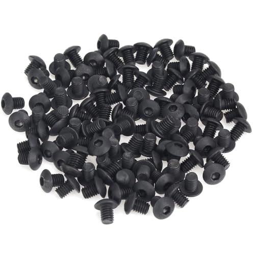 105 Pieces M4 x 5mm Button Head Socket Cap Screws, Thread Pitch 0.7mm, Sutemribor M4 Black Screws, 10.9 Grade Alloy Steel, Black Oxide Finish, Fully Threaded - size: M4 x 5mm, style: Button Head