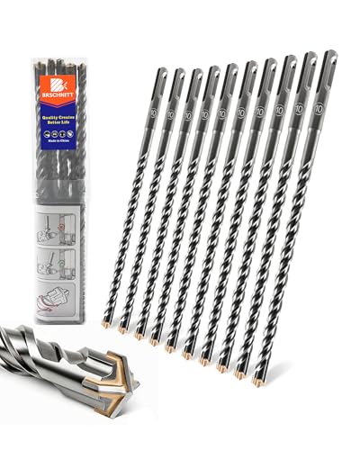 SDS Plus Carbide Cross Tip Concrete Drill Bit - 3/8" SDS-Plus Hammer Drill Set for Concrete, Brick, Stone & Masonry - 8" Length (10-Piece) - size: 3/8"x8"