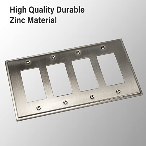 Henne Bery Soft Modern Decorative Wall Plate Switch Plate Outlet Cover (Quad Decorator, Satin Nickel) - style: Quad Decorator