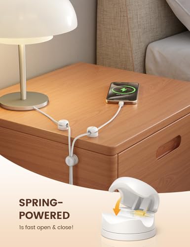 Lamicall 6 Pack Rotatable Cord Organizer, [1s Lock] Spring Cable Clips | Phone Charger Holder Cable Management for Desk Nightstand Wall, Office Home School Dorm Room Apartment Organizer Accessories - color: Snow White, size: 6Pack