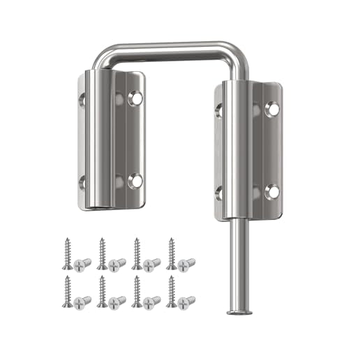 Upgraded Sliding Door Loop Lock, Gate Latches, Silver - color: Silver-1PC