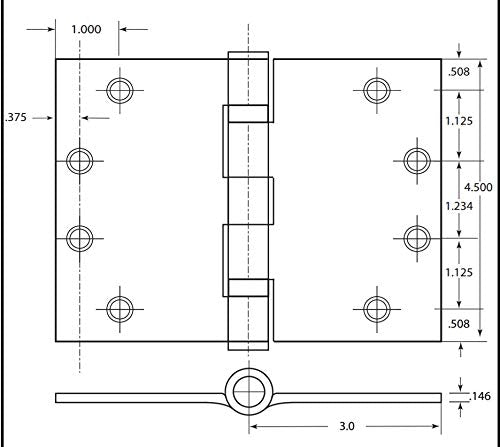 Wide Throw Hinge 180 Degree Oil Rubbed Bronze 4.5 Inch x 6 Inch 2-Pack - color: Oil Rubbed Bronze