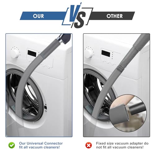 2Pcs Dryer Vent Cleaner Kit, Lint Brush & Universal Vacuum Hose Deep Gray | Upgraded Flexible Hose Design for Smooth Airflow Without Whistling Noise - color: Deep Gray