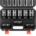 VEVOR 1/2" Drive Impact Socket Set, 9 Piece Deep Socket Set Metric 29-38mm, 6 Point Cr-Mo Spindle Axle Nut Impact Socket Set for Auto Repair,Easy-to- Read Size Markings, Includes Storage Case - size: 1/2" 9 PCS CR-MO