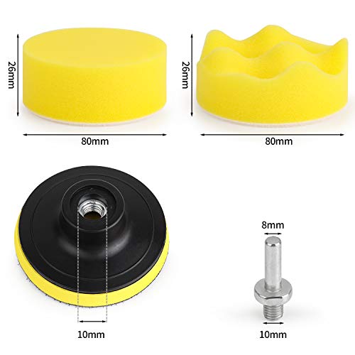 Kshineni Buffing Pads 3 Inch Car Buffer Pad, 22 Pcs Drill Polishing Kit, Polisher Pads Kit Sponge Pads Car Foam Drill for Polishing, Sanding, Waxing, Sealing Glaze - size: 3Inch-22Pcs