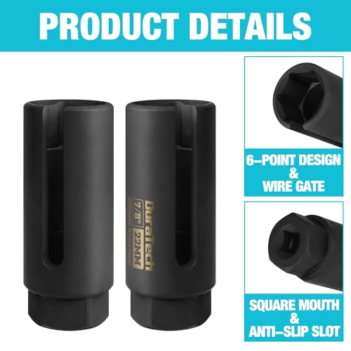 DURATECH O2 Oxygen Sensor Socket 3/8" Drive x 7/8"(22mm) - size: 1pc 3/8" Dr. x 7/8" long oxygen sensor socket