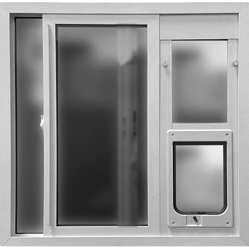 Ideal Pet Products Aluminum Sash Window Pet Door - size: 7-1/2" x 10-1/2" Chubby Kat Flap Size, style: Vertical Sash Window Height: 32-1/2" to 35-1/8"