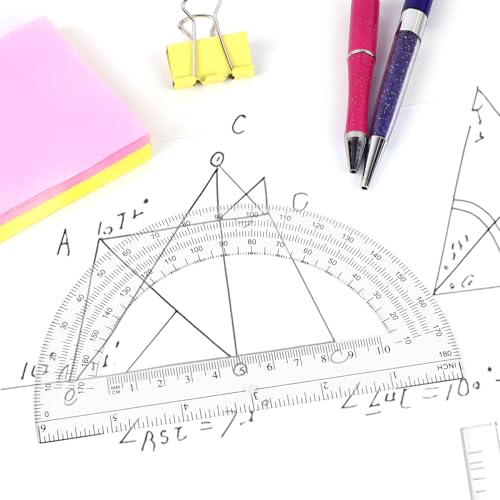 Unjoo Plastic Protractor 6 Inch Math Protractors 180 Degrees, 2 Pack,Yellow - color: Yellow