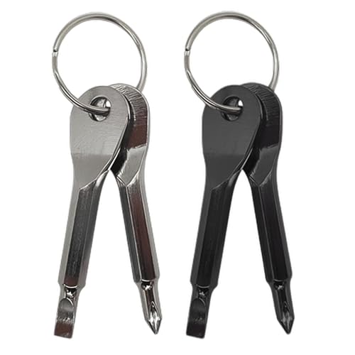 Pocket Screwdriver Set (Pack of 2) - Best Stocking Stuffers - EDC Keychain - Portable Repair Tool for Small Projects, Furniture - Compact & Ergonomic Flat Head & Phillips Key Screwdriver - 2 Colors