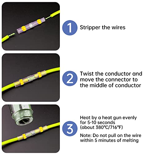 400PCS Solder Seal Wire Connectors, Heat Shrink Butt Connectors Solderstick Solder Stick Waterproof Wire Electrical Connector Kit for Marine Automotive Boat Truck Wire Joint (26-6 Gauge) - size: 400 PCS Solder Sticks Without Heat Gun