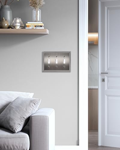 2-Pack Triple Toggle Light Switch Cover Plate, Heirloom Silver - color: Heirloom Silver, size: Triple Toggle 2PK