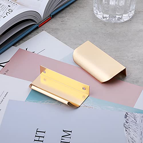 Malimali 10 Pack 3.15" Gold Edge Finger Pulls for Cabinets, Drawer Handles - color: Brushed Gold, size: 80mm/3.15" (10Pcs)