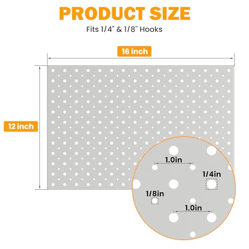 Pegboard Smith Metal Pegboard Panels, 16" x 12" Heavy-Duty Steel Wall Peg Boards for Garage Tool Storage, Pegboard Organizer System (Pack of 3, Gray) - color: Gray