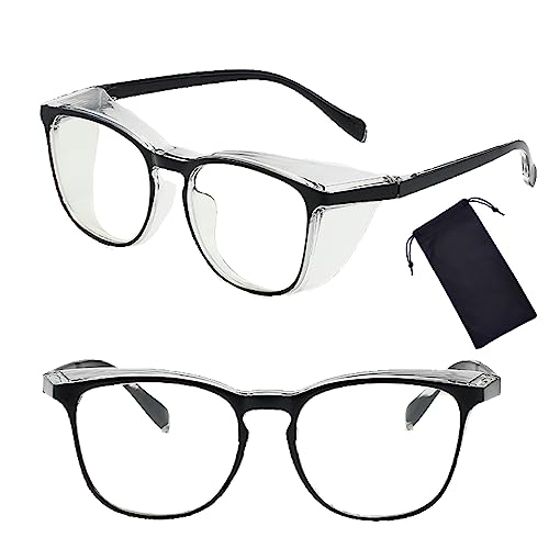 Safety Glasses for Men Women, Anti Fog Safety Goggles Comfortable Blue Light Blocking UV Protective Adult Nurse - color: Black 1pack