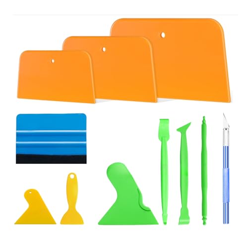 AZY 11PCS Auto Body Tool Set, Body Filler Spreaders, Plastic Putty Knife and Squeegee Tools for Auto Body Repair, Window Tint Application, Vinyl Wrap Installation and DIY Projects