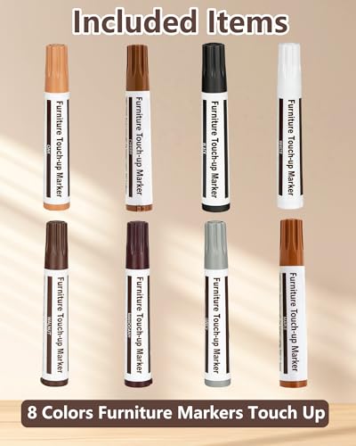 Wood Repair Kit - Furniture Markers for Touching Up Hardwood Scratches, Holes, Cracks, Stains, Laminate Floor, Cabinets, and Tables