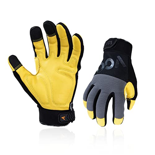 Vgo... 1-Pair Safety Work Gloves for Men,Anti-Vibration,Abrasion Resistant,Leather Work Gloves (XL,Gray, CA7723) - size: X-Large (Pack of 1), style: Gray-cow Leather