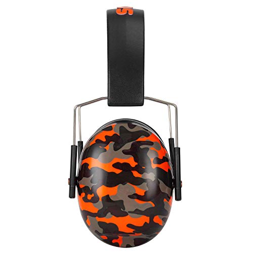 Snug Kids Earmuffs – Noise Reduction for Toddlers & Children – Adjustable, Lightweight, Foldable, Soft & Comfortable - color: Orange Camo