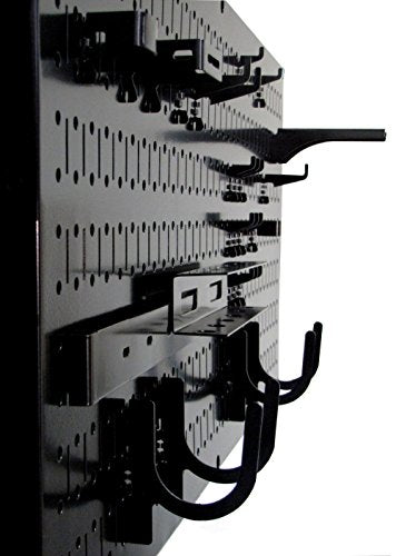 Wall Control Pegboard Rack Horizontal Metal Pegboard Garage Tool Storage Pack - Two 32-Inch Wide x 16-Inch Tall Easy To Install Peg Boards (Black) - color: Black