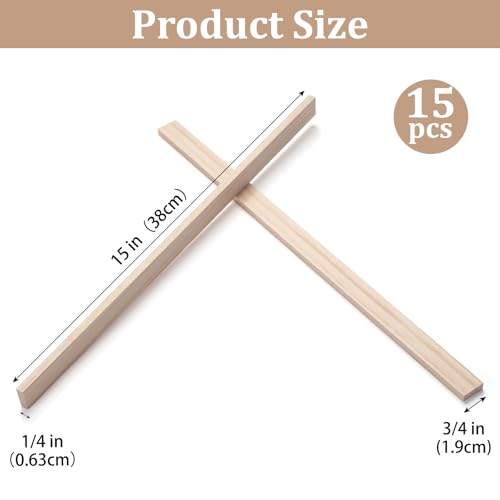 Wood Strips Slats for Wall, Wooden Dowels Wooden Sticks for Crafts 1/4" ×3/4" × 15", 15 PCS Wood Trim Planks Flat Lumber Boards Square Dowel Rods for Crafting, Woodworking, Model Making - size: 1/4 x 3/4 x 15 in - 15 PCS