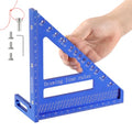 Multi-Angle Measuring Square Large Ruler 8.42"*7.67", Aluminum Alloy Carpenter Square Woodworking Tool, 15°-90° Layout Tool with Angle Pin for Drawing Line, Marking, Woodworking,DIY,Construction - color: Blue