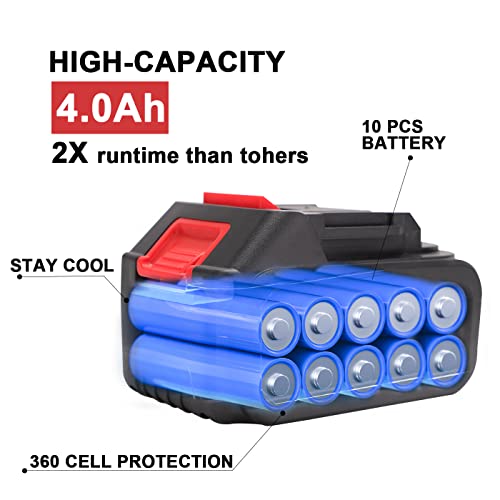21v Lithium Battery - 4.0 Ah Battery with Charger Adapter Led Indicator Compatible with Leaf Blower - size: 4.0 AH