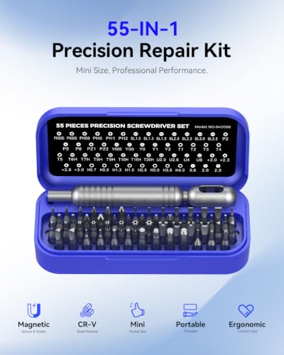 LIFEGOO 55-in-1 Precision Screwdriver Set Mini Magnetic Repair Tool Kit - color: Blue
