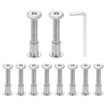 HARFINGTON 10 Set M6x40mm Hex Drive Socket Cap Bolt and M6x12mm Nuts with M4 Hex Wrench, Furniture Connector Bolts and Screws for Furniture Countersunk Belt, Silver - size: M6x40mm, M6x12mm