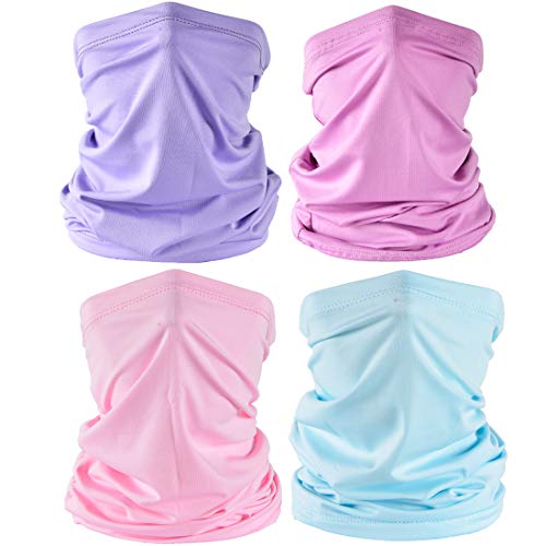 4 PCS UV Protection Neck Gaiter Mask，Breathable Summer Cooling Face Cover - color: 4pcs Purple+rose+pink+light Blue