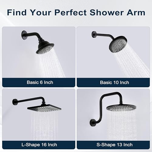 BRIGHT SHOWERS Shower Head Extension Arm 13 Inch S Shaped Gooseneck Shower Riser with Flange, Long Stainless Steel Rainfall Shower Pipe Arm Extender and Shower Neck Replacement, Matte Black - color: Matte Black, style: S-Shape 13 Inch