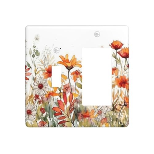 Watercolor Wildflower Daisy Floral Plant Outlet Covers 1 Toggle 1 Rocker Combination Decorative Wall Plate Electrical Switch Plates Light Switch Cover Plate for Bedroom Living Room Decor - color: Watercolor Wildflower Daisy Floral Plant, size: 1 Toggle 1