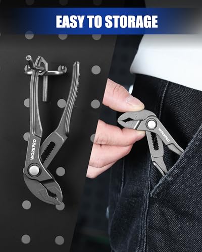 WORKPRO Mini Water Pump Pliers, 4-Inch Groove Joint Pliers for Tight Spaces - color: Grey