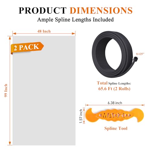 2PACK MAGZO Window&Door Screen Replacement Kit, 48''W x 99''L, Black - color: Black, size: 48"W x 99"L