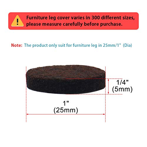 uxcell 40pcs Furniture Pads Round 1" Dia Self-stick Non-slip Anti-scratch Felt Pads Floors Protector Dark Brown - size: 25 x 5mm