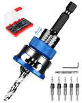 9PCS Countersink Drill Bit Set with Adjustable Depth Stopper - color: Blue, size: Standard - Manual Adjustment