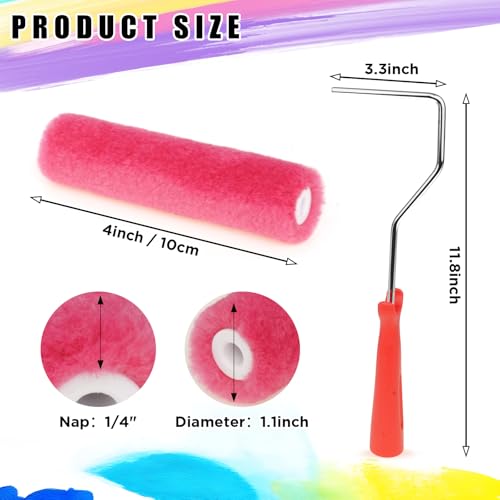 4 Inch Mohair Paint Roller Covers, 16Pcs Paint Roller Covers with Frame Kit