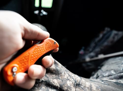 OUTDOOR EDGE RazorPro S - RazorSafe Replaceable Blade 3.5" Folding Knife with Saw and Camo Nylon Sheath (Orange, 6 Blades) - style: RazorPro (Saw)