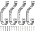 Coat Hooks Wall Mount,Heavy Duty Wall Hooks for Backpack,Towel,Silver 4 Pcs - color: Silver, size: 4 Pack