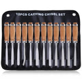 12 Pieces Wood Chisel Set Wood Carving Tools Set with Storage Bag for Woodworking, Carbon Steel Chisel with Wood Handle, 7.9" Wood Working Tools and Accessories Wood Carving Chisels Kit