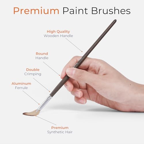 Nicpro 32pcs Paint Brush Set, Professional Paintbrushes with Paint Spatula and Cloth Roll Case, Craft Paint Brushes for Acrylic Painting, Oil, Watercolor, Gouache, Art Supplies for Artists Beginners - color: Brown