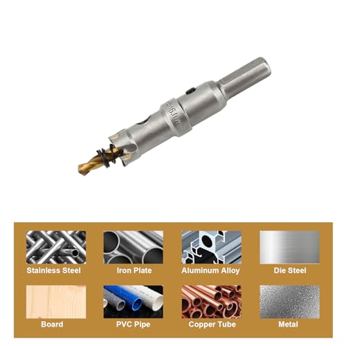 TCT 5/8" Hole Saw Kit Tungsten Carbide Tipped Hole Saw Drill Bit with Titanium-Plated Pilot Drill bit for Metal, Stainless Steel, Iron (16MM) - size: 16MM | 5/8''