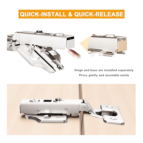 2Pcs Soft Close Full Overlay Cabinet Hinges with Clip-On Plate - color: Full Overlay, size: 2 Pieces