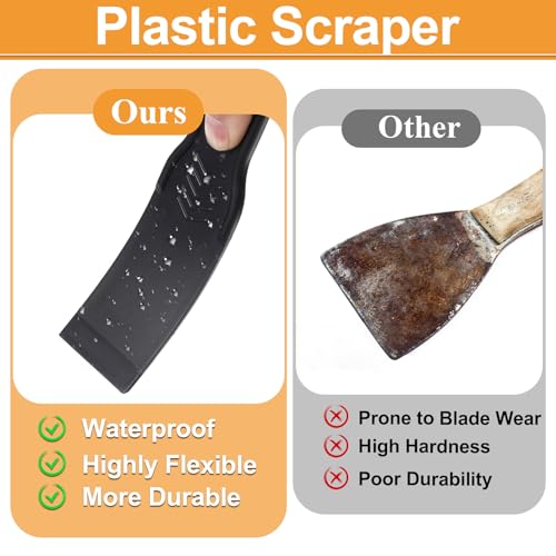 6 Pcs Plastic Putty Knife Scraper and 6 Pcs Flexible Carbon Fiber Plastic Scraper Tool, Non Scratch Scrapers Tool for Tight Spaces Label Scrapers Pen Shaped for Car Cleaning, Small Crevices, Drywall