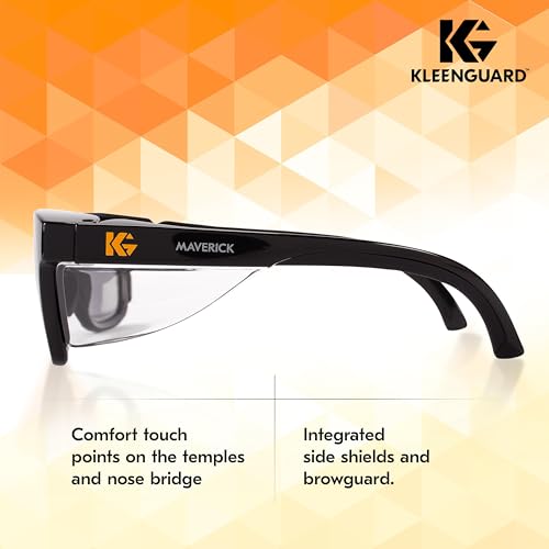 KleenGuard™ V30 Maverick™ Safety Glasses (56569), Smoke Lenses with KleenVision™ Anti-Fog coating, Black Frame, Carrying Case, Unisex Sunglasses for Men and Women - color: Black Frame/Smoke Lenses