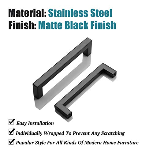 KNOBWELL 6 Pack 5 inch Black Cabinet Handles Drawer Pulls Kitchen Handles - color: Matte Black, size: Hole Center:5 inch(128mm)