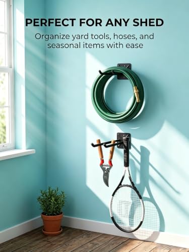 HJW 4 Pack Metal Wall Mount Garage Double Storage Hooks